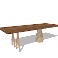 Modern Wooden Dining Table With Distinctive Leg Structure And Solid Wood Tabletop Design 3d model