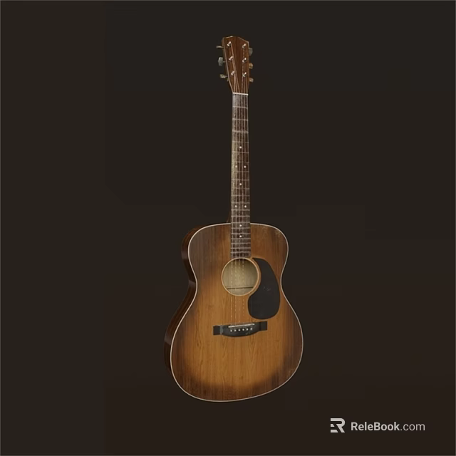 Vintage Handcrafted Acoustic Guitar With Solid Wood Body And Natural Finish For Musicians 3d model 