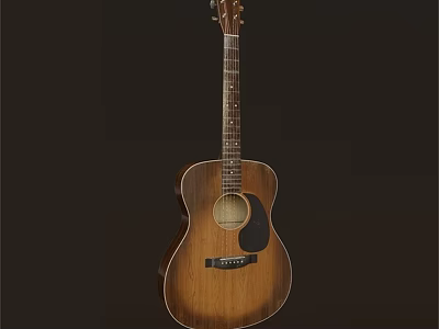 Vintage Handcrafted Acoustic Guitar With Solid Wood Body And Natural Finish For Musicians 3d model