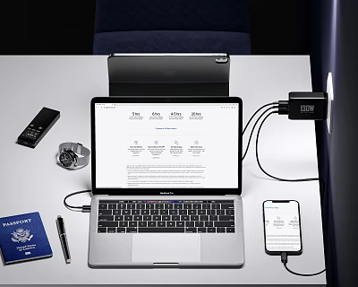 Modern Laptop Office Computer Laptop Charging E-commerce Passport Remote Control Charging Head 3d model