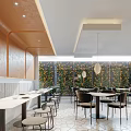 Modern Restaurant Interior With Round Tables Green Chairs And Large Windows