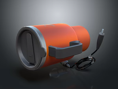 Lightweight Orange Cylindrical Device With Gray Accents Handle And Attached Power Cable 3d model