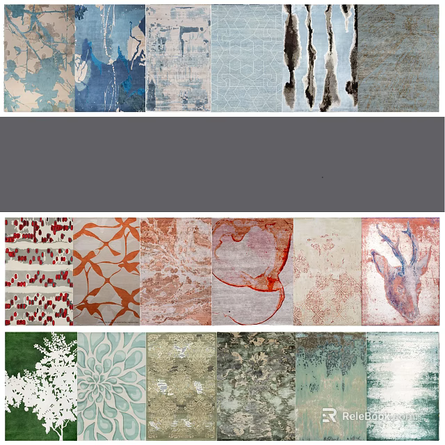 Square Rugs Featuring Various Patterns And Vibrant Colors For Home Decor 3d model 