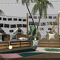 JD OPPO Outdoor Night Setup With String Lights Palm Trees And Screen