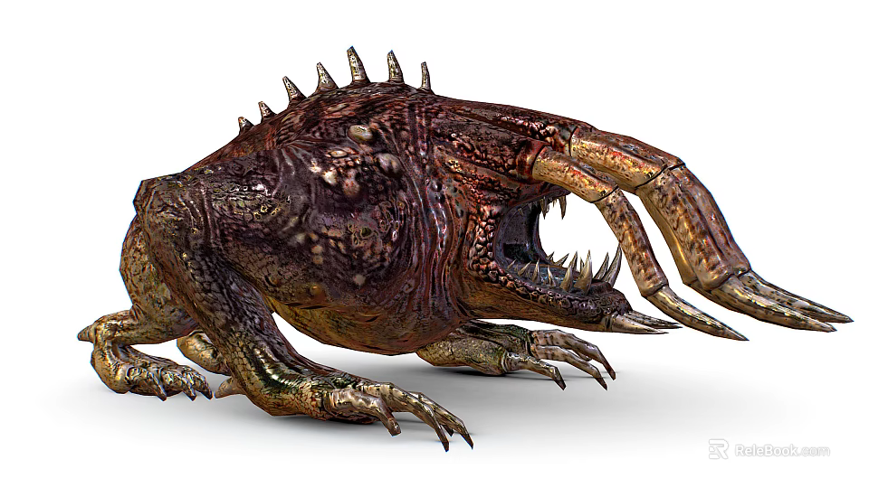 Fierce Mythical Monster Featuring Spiked Back Sharp Claws Open Mouth And Razor Teeth 3d model 