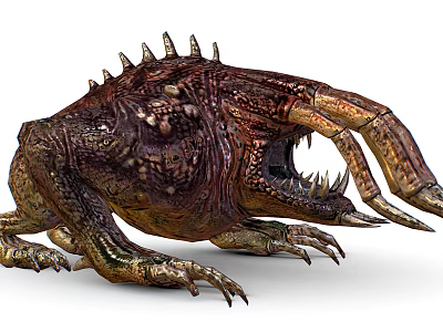 Fierce Mythical Monster Featuring Spiked Back Sharp Claws Open Mouth And Razor Teeth 3d model