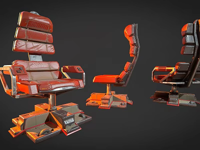 Cyberpunk Seat Technology Seat Leisure Chair Seat Red Seat 3d model
