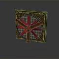 Square Exhaust Fan With Red Blades Green Frame And Metal Grid Structure