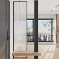 Entrance partition background wall Changhong glass partition chandelier 3d model