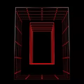 Red Line 3D Frame Structure With Nested Rectangles On Black Background 3d model