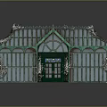 Greenhouse Building With Green Frame Glass Roof and Climbing Vines Exterior Design