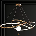 Modern Metallic Chandeliers With Circular Ring Design And Illuminated Hanging Structure 3d model