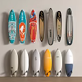 Sports Equipment Colorful Surfboards With Various Designs Wall And Floor Arrangement For
