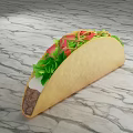 Delicious Taco With Ground Beef Fresh Lettuce And Tomato On Marble Surface 3d model