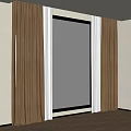 Brown Curtains With Sheer Panels And Green Trees View In Light Wooden Floor Room