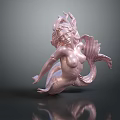 Pink Mermaid Statue With Elegant Female Figure And Sculpted Fish Tail Design 3d model