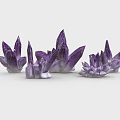 Purple Crystal Clusters Decorative Natural Gemstone Specimens With Unique Shapes 3d model