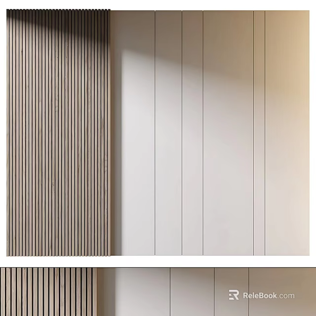 Modern Minimalist Wall Design With Vertical Slats 3d model 