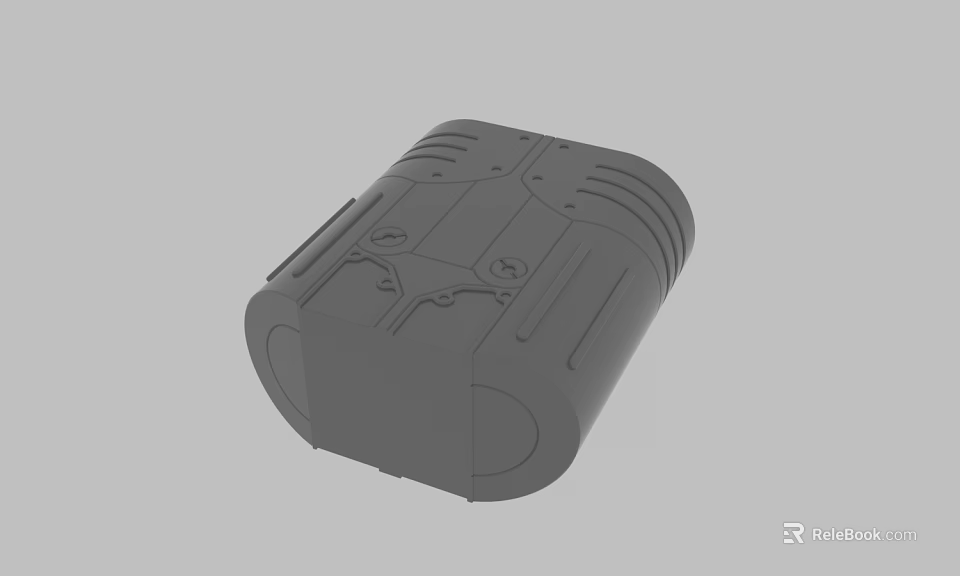 Gray 3D Rendered Mechanical Component With Surface Details And Structural Features 3d model 