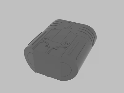 Gray 3D Rendered Mechanical Component With Surface Details And Structural Features 3d model