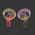 Pair Of Black Computer VR Headsets With Circular Frame And LED Indicators