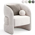 Modern Light Beige Single Sofa With Accent Pillow And Round Cushion Design 3d model