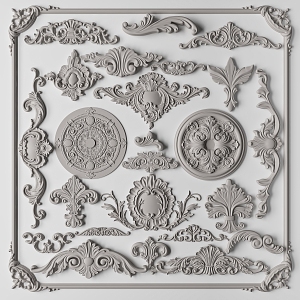 European-style carved plaster 3d model