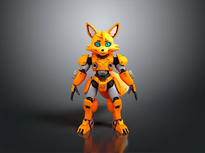 Mecha fox robot game character 3d model Mecha fox robot game character 3d model
