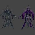 Mystical Tattered Robed Characters Creatures Skull Heads Spiked Crowns Purple Dark Blue
