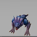 Blue And Purple Spiked Mythical Beast Character With Sharp Claws Horns And Spines