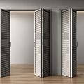 Modern Interior Folding Doors With Louvered Panel Design And Neutral Frame 3d model