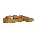 Tan L Shaped Sectional Sofa With White And Patterned Decorative Pillows 3d model