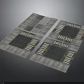 Roadway Pavement Modules With Intersection Crosswalks And Yellow Lane Lines