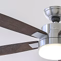 Modern Ceiling Fan With Wooden Blades Metal Base And Integrated Light Fixture 3d model