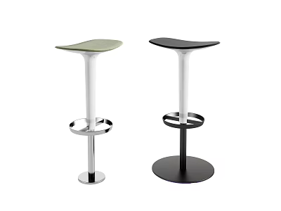Modern Bar Stools With Light Green And Black Seats Sleek Metal Base And Circular Footrest 3d model