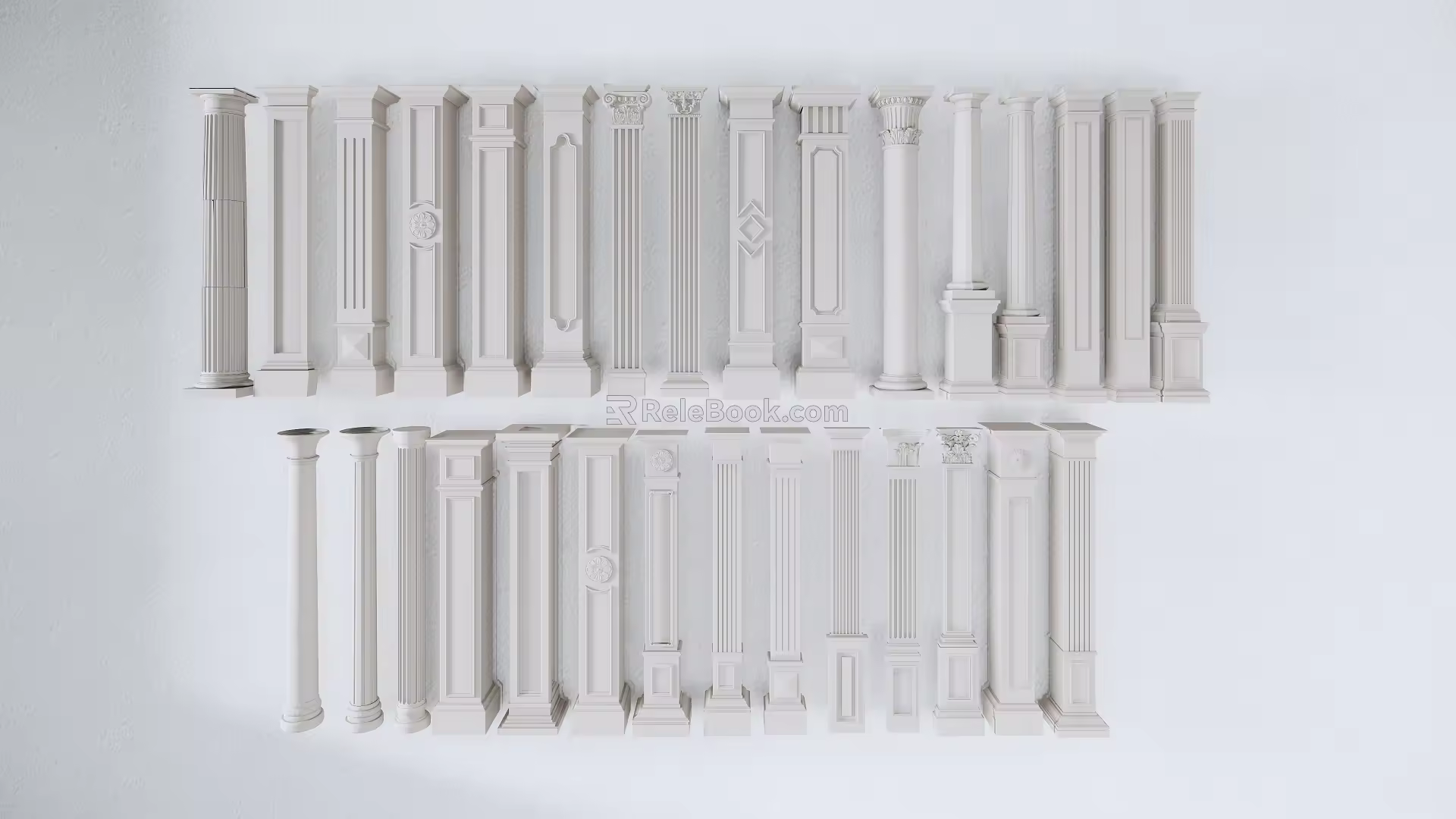 European Roman column square column plaster column 3d model