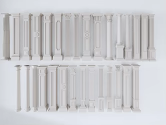 European Roman column square column plaster column 3d model