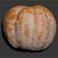 Peeled Tangerine With Orange And White Textured Surface On Dark Background With Reflection