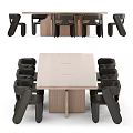 Modern Wooden Dining Table Set With Sleek Black Chairs And Natural Wood Finish