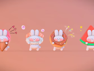 Modern toy cute little rabbit doll 3d model