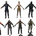 Various Character Outfits Showcasing Different Styles From Tactical To Casual Wear