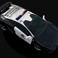 Modern Police Car with Roof Mounted Lights White And Black Exterior POLICE Branding On Side
