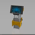Industrial Control Panel With Screen Displaying Blue Diagram And Gray Yellow Structure