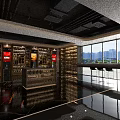 Luxury Tobacco And Alcohol Store Interior With Glass Display Shelves Wine Racks And Mirrored Floors