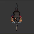 Cartoon Character Riding Red Bicycle With Black Hat Glasses And Beard