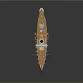 Vintage Detailed Ship Model With White Hull Yellow Chimney Red Bottom And Flag