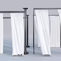 White Curtains Hanging On Modern Curtain Rods For Home Interior Design