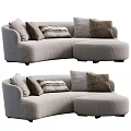 Gray Fabric Sectional Sofa with Brown Solid and Striped Decorative Pillows 3d model