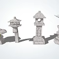 Chinese landscape lamp Zen stone lamp 3d model