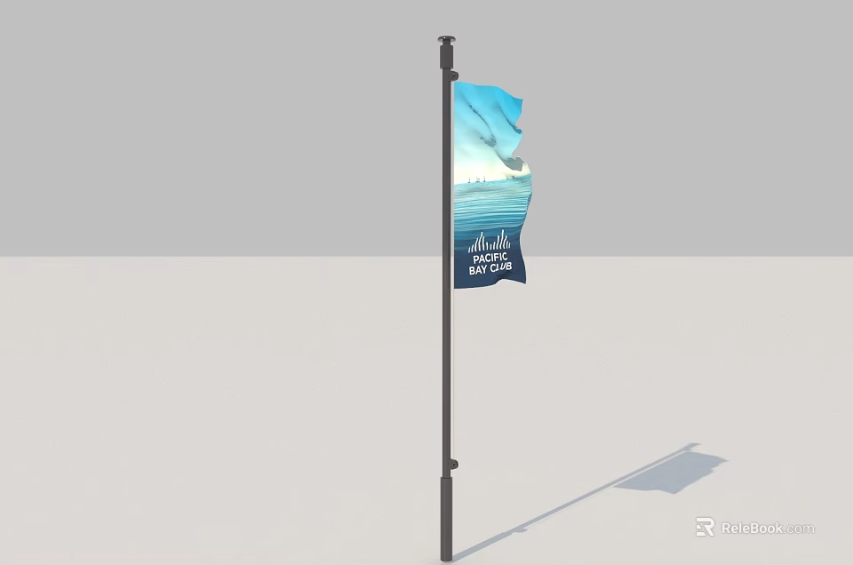Roadside Facility Featuring Flagpole With Blue Flag And Visit the Coast Coastal 3d model 